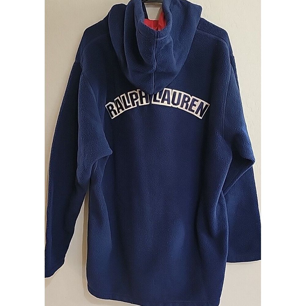 Polo Jeans Co Ralph Lauren long sleeve fleece pullover‎ hoodie Sz Large Navy Red